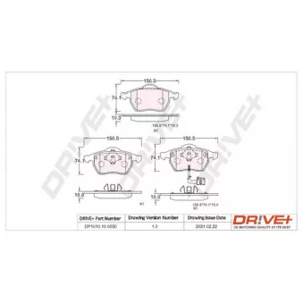 Jeu de 4 plaquettes de frein avant Dr!ve+ DP1010.10.0830