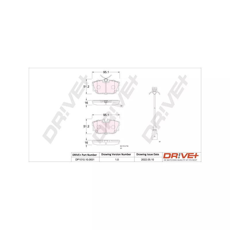 Jeu de 4 plaquettes de frein arrière Dr!ve+ DP1010.10.0831
