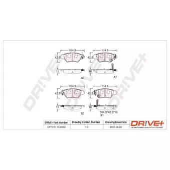 Jeu de 4 plaquettes de frein arrière Dr!ve+ DP1010.10.0832