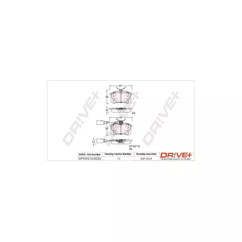 Jeu de 4 plaquettes de frein arrière Dr!ve+ DP1010.10.0833