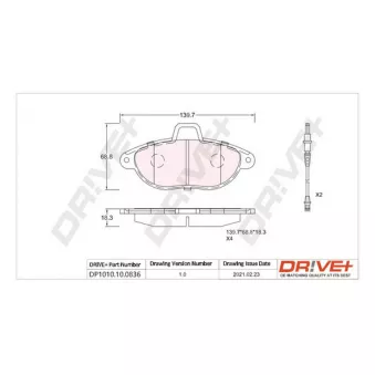 Jeu de 4 plaquettes de frein arrière Dr!ve+ DP1010.10.0836