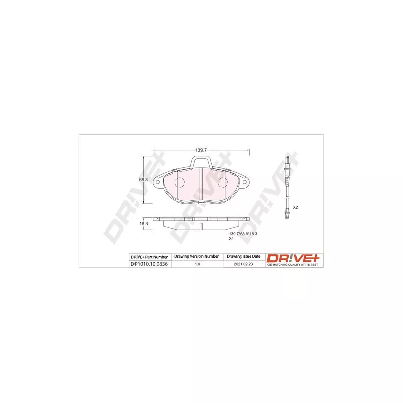 Jeu de 4 plaquettes de frein arrière Dr!ve+ DP1010.10.0836