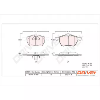 Jeu de 4 plaquettes de frein avant Dr!ve+ DP1010.10.0839