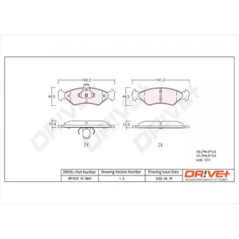 Jeu de 4 plaquettes de frein avant Dr!ve+ DP1010.10.0841
