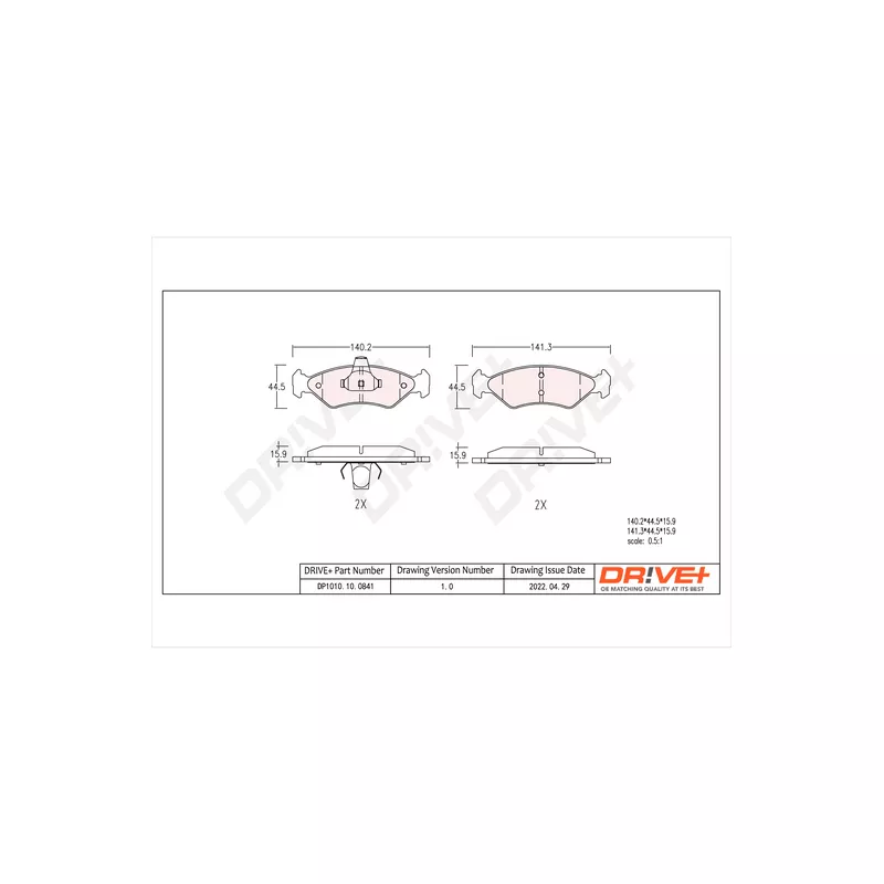 Jeu de 4 plaquettes de frein avant Dr!ve+ DP1010.10.0841