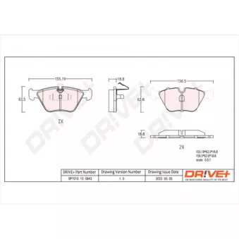 Jeu de 4 plaquettes de frein avant Dr!ve+ DP1010.10.0843