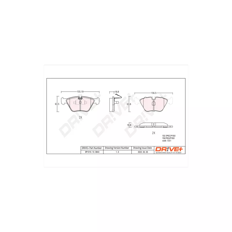 Jeu de 4 plaquettes de frein avant Dr!ve+ DP1010.10.0843