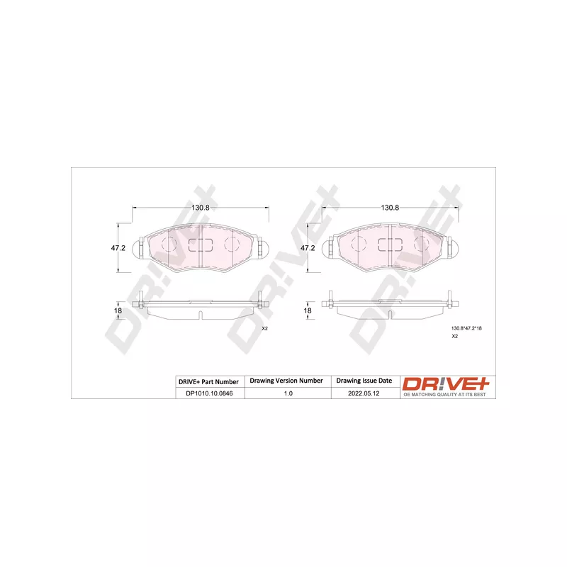 Jeu de 4 plaquettes de frein avant Dr!ve+ DP1010.10.0846