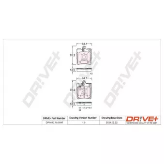 Jeu de 4 plaquettes de frein arrière Dr!ve+ DP1010.10.0847