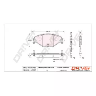 Jeu de 4 plaquettes de frein avant Dr!ve+ DP1010.10.0850