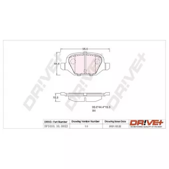 Jeu de 4 plaquettes de frein arrière Dr!ve+ DP1010.10.0853