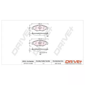 Jeu de 4 plaquettes de frein avant Dr!ve+ DP1010.10.0859