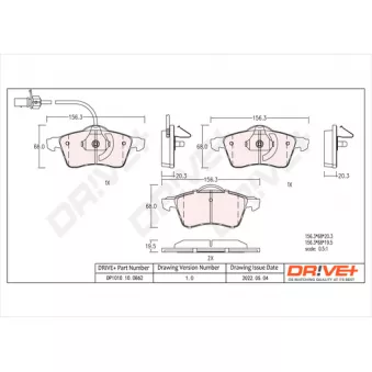 Jeu de 4 plaquettes de frein avant Dr!ve+ DP1010.10.0862