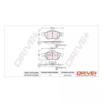 Jeu de 4 plaquettes de frein avant Dr!ve+ DP1010.10.0864