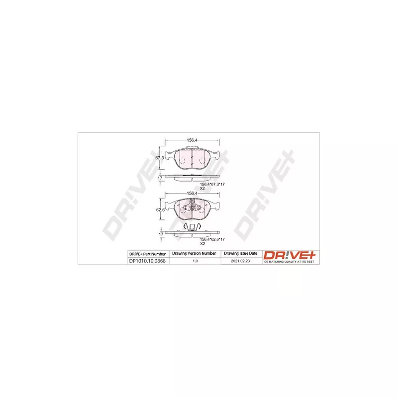 Jeu de 4 plaquettes de frein avant Dr!ve+ DP1010.10.0868