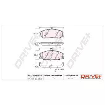 Jeu de 4 plaquettes de frein avant Dr!ve+ DP1010.10.0871