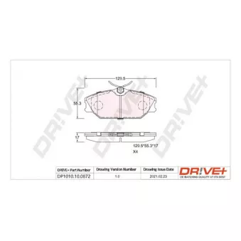Jeu de 4 plaquettes de frein avant Dr!ve+ DP1010.10.0872
