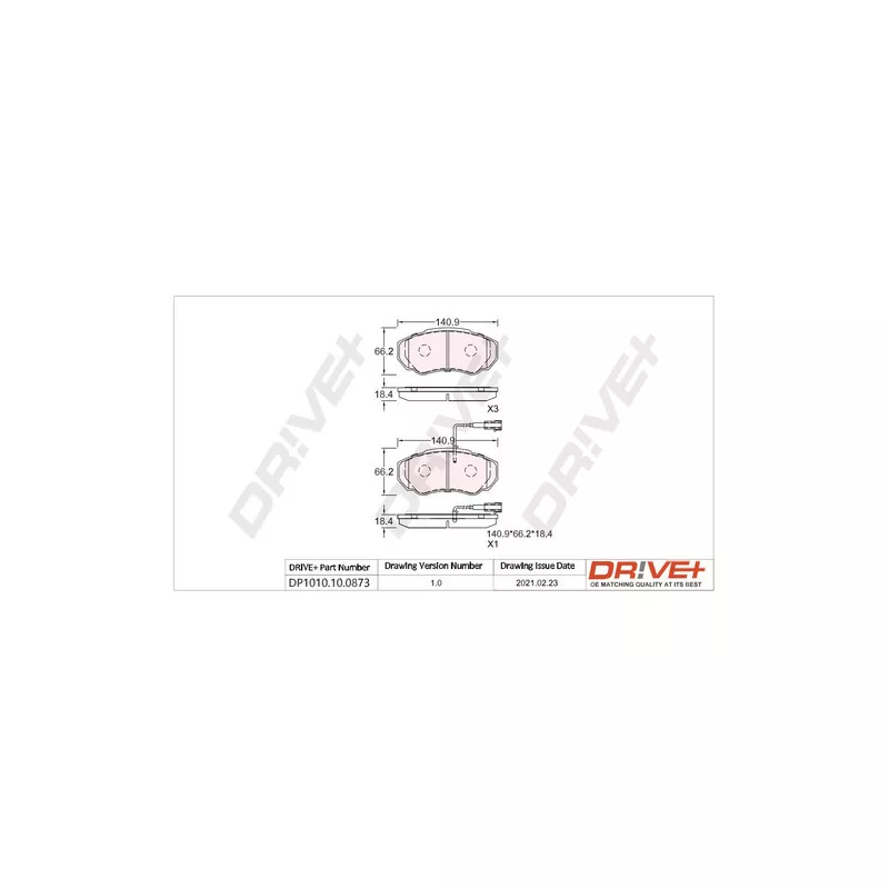 Jeu de 4 plaquettes de frein avant Dr!ve+ DP1010.10.0873