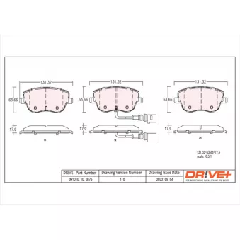 Jeu de 4 plaquettes de frein avant Dr!ve+ DP1010.10.0875