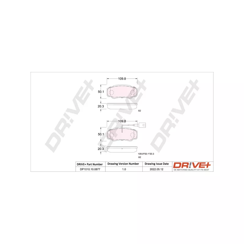 Jeu de 4 plaquettes de frein arrière Dr!ve+ DP1010.10.0877