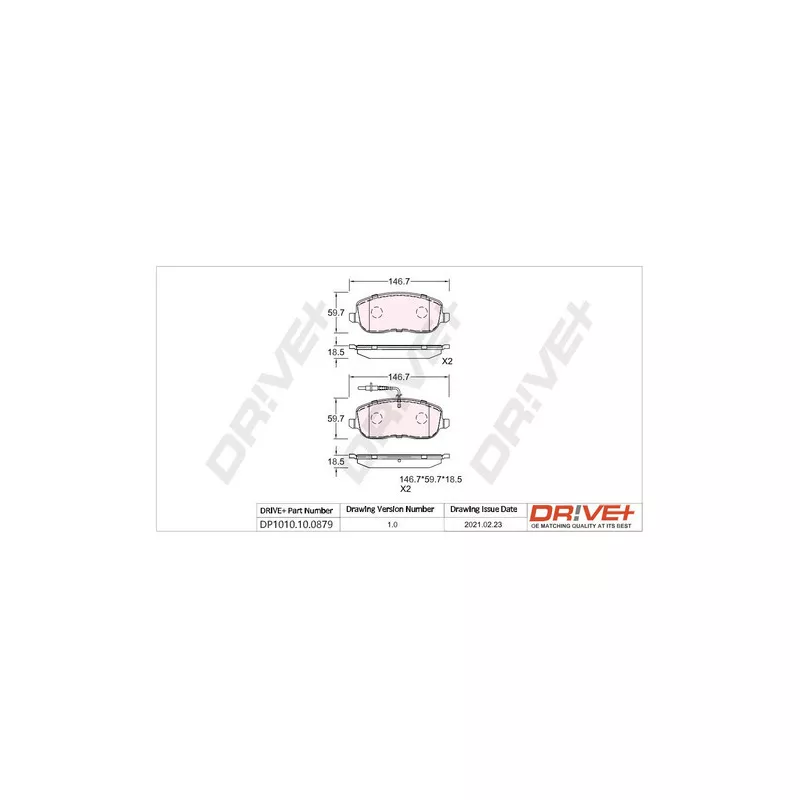 Jeu de 4 plaquettes de frein avant Dr!ve+ DP1010.10.0879