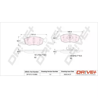 Jeu de 4 plaquettes de frein avant Dr!ve+ DP1010.10.0880