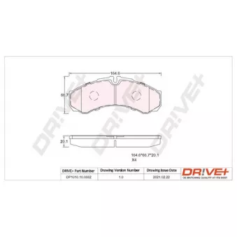 Jeu de 4 plaquettes de frein avant Dr!ve+ DP1010.10.0882