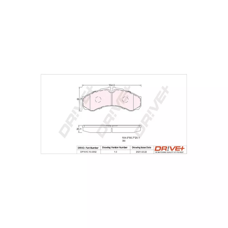 Jeu de 4 plaquettes de frein avant Dr!ve+ DP1010.10.0882