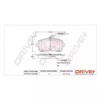 Jeu de 4 plaquettes de frein avant Dr!ve+ DP1010.10.0886