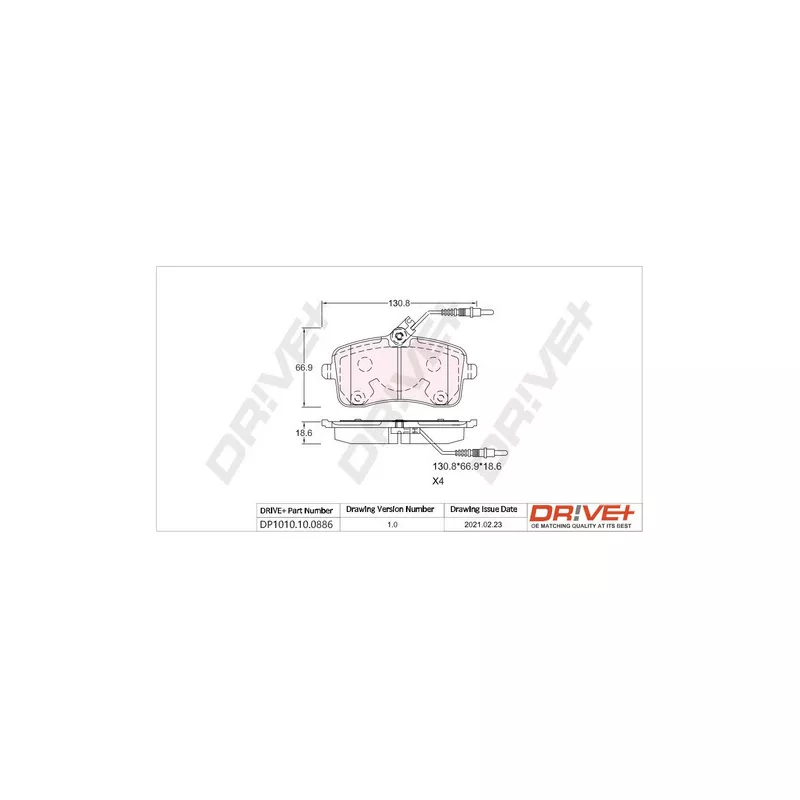 Jeu de 4 plaquettes de frein avant Dr!ve+ DP1010.10.0886