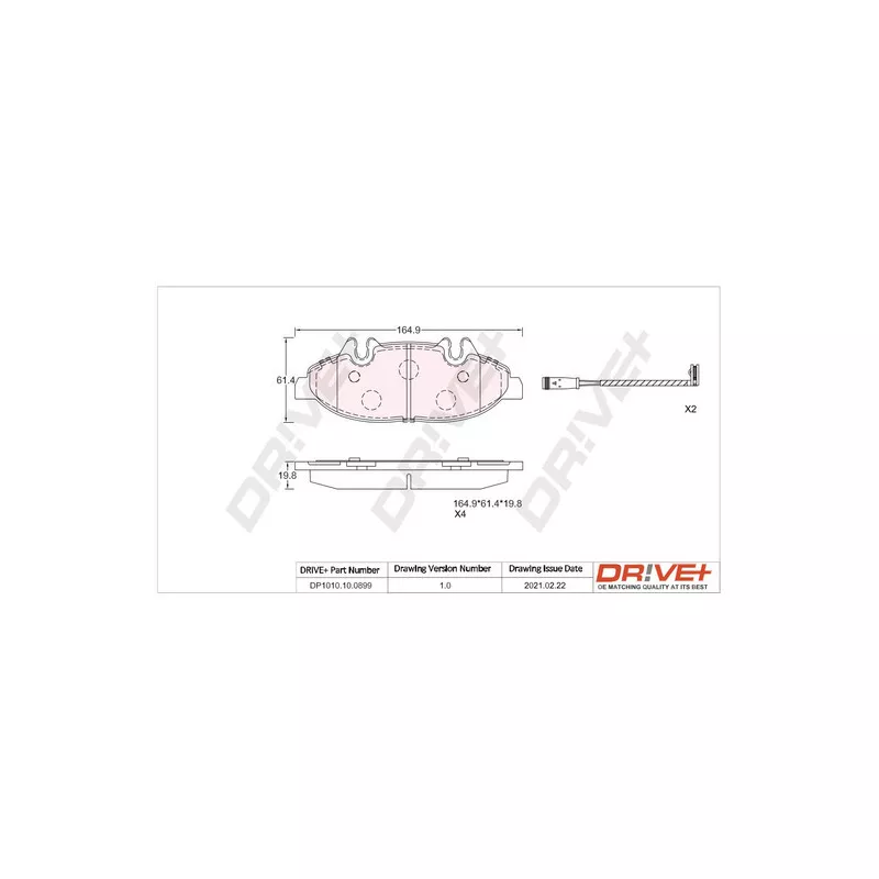 Jeu de 4 plaquettes de frein avant Dr!ve+ DP1010.10.0899