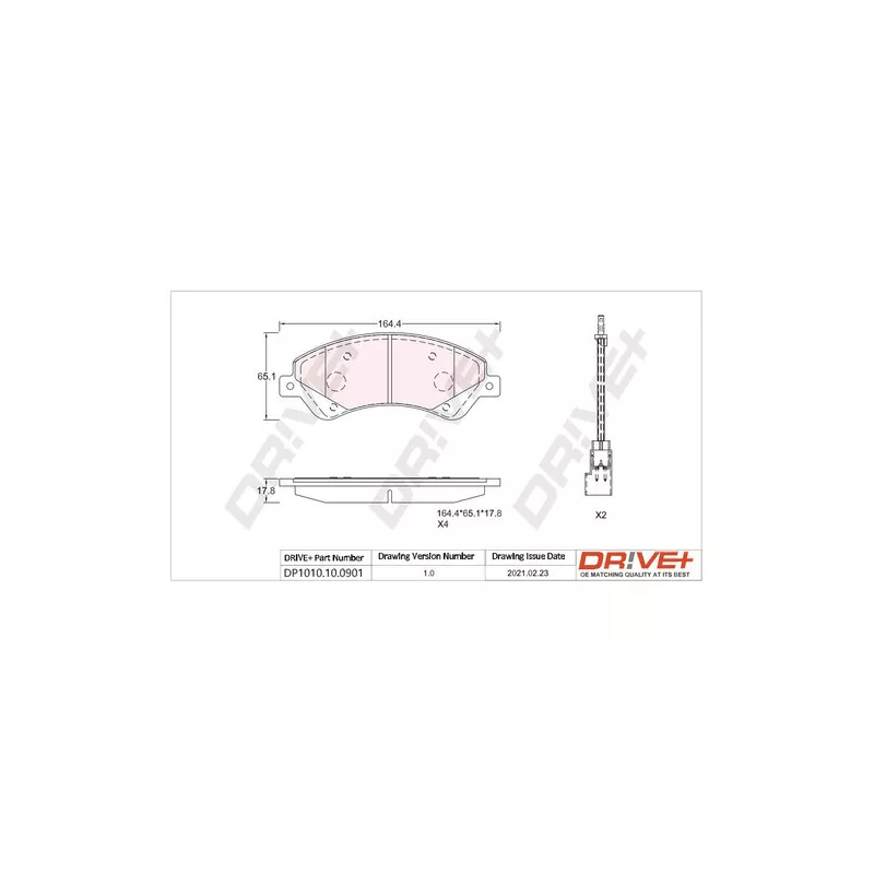Jeu de 4 plaquettes de frein avant Dr!ve+ DP1010.10.0901