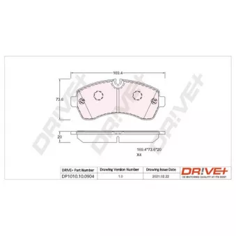 Jeu de 4 plaquettes de frein avant Dr!ve+ DP1010.10.0904
