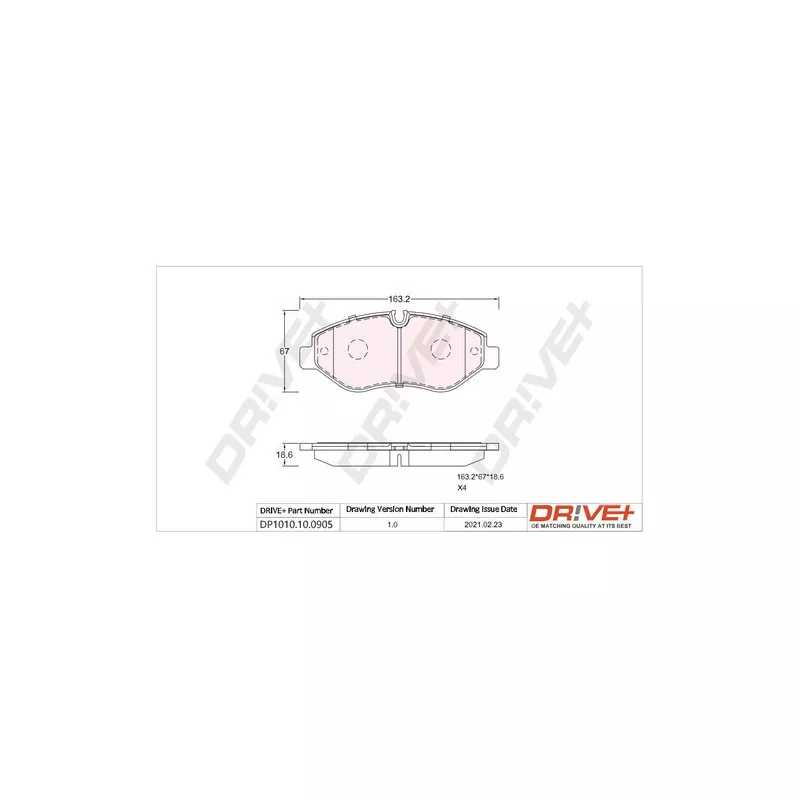 Jeu de 4 plaquettes de frein avant Dr!ve+ DP1010.10.0905