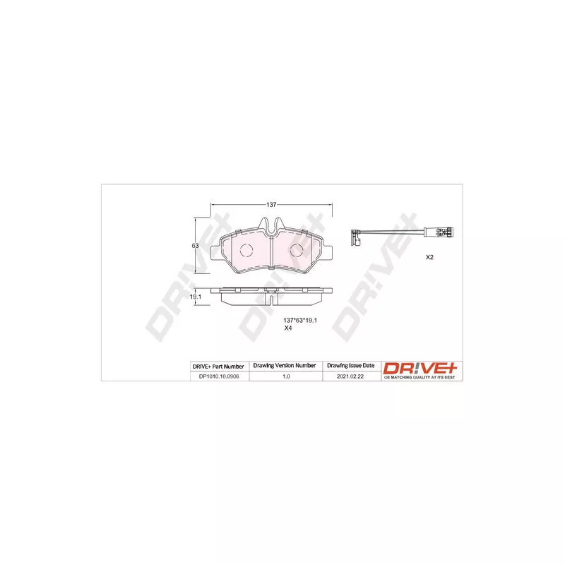 Jeu de 4 plaquettes de frein arrière Dr!ve+ DP1010.10.0906