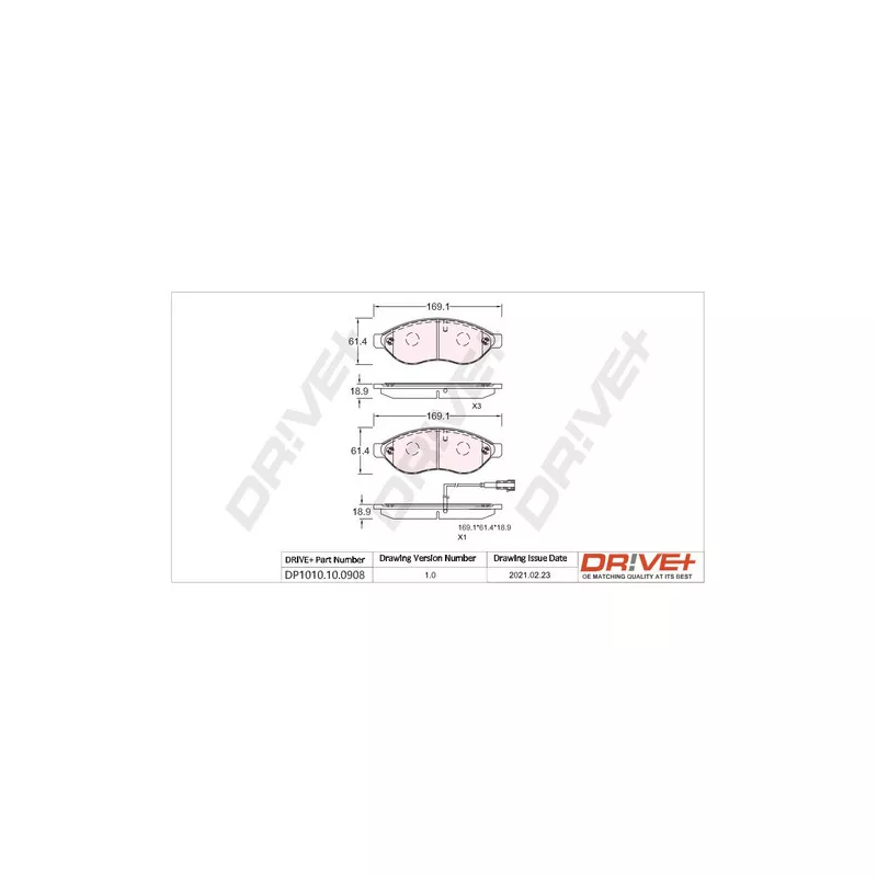 Jeu de 4 plaquettes de frein avant Dr!ve+ DP1010.10.0908