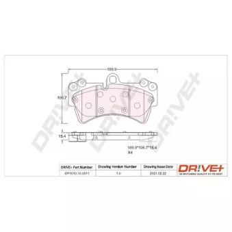 Jeu de 4 plaquettes de frein avant Dr!ve+ DP1010.10.0911