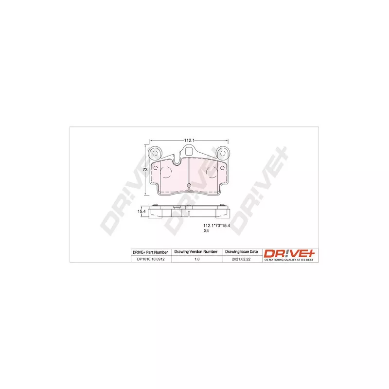 Jeu de 4 plaquettes de frein arrière Dr!ve+ DP1010.10.0912