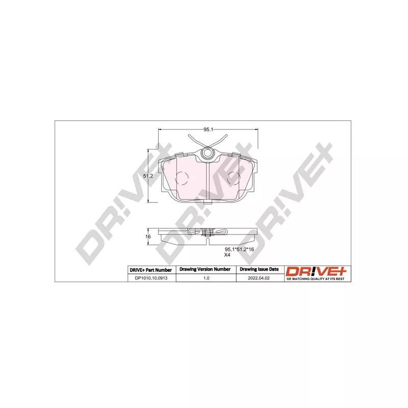 Jeu de 4 plaquettes de frein arrière Dr!ve+ DP1010.10.0913