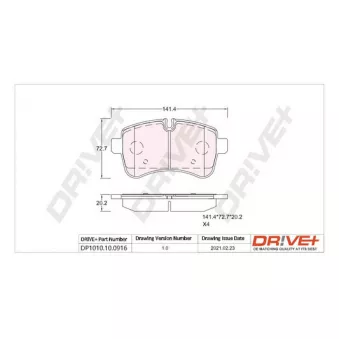 Jeu de 4 plaquettes de frein arrière Dr!ve+ DP1010.10.0916