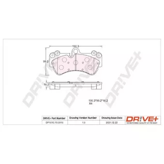 Jeu de 4 plaquettes de frein avant Dr!ve+ DP1010.10.0918