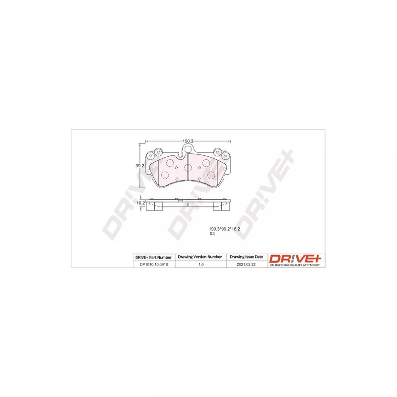 Jeu de 4 plaquettes de frein avant Dr!ve+ DP1010.10.0918
