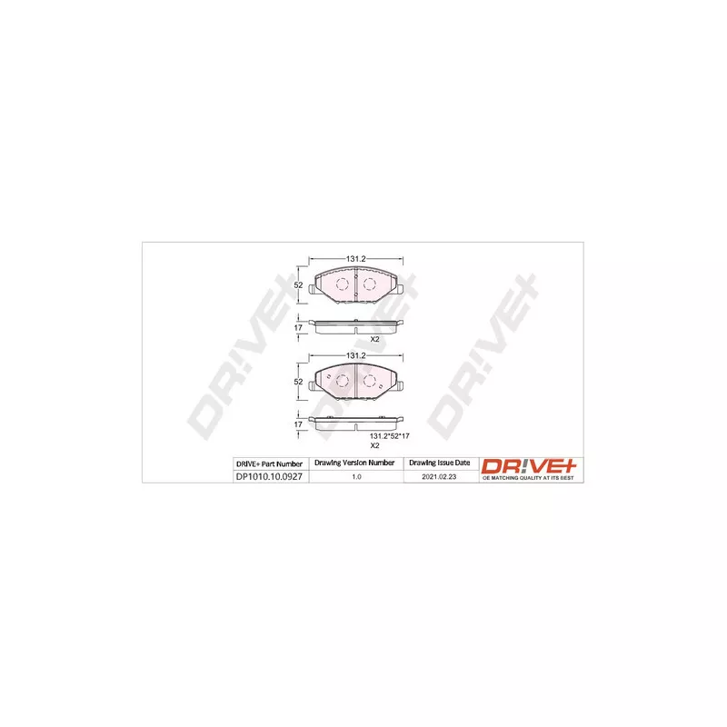 Jeu de 4 plaquettes de frein avant Dr!ve+ DP1010.10.0927