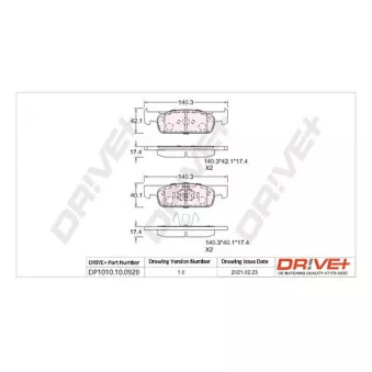 Jeu de 4 plaquettes de frein avant Dr!ve+ DP1010.10.0928