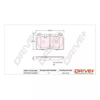 Jeu de 4 plaquettes de frein avant Dr!ve+ DP1010.10.0930