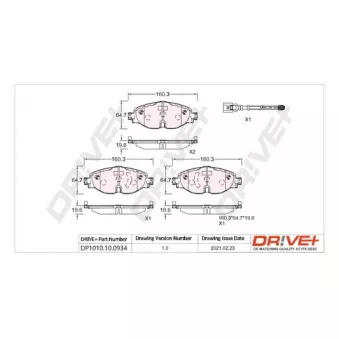 Jeu de 4 plaquettes de frein avant Dr!ve+ DP1010.10.0934