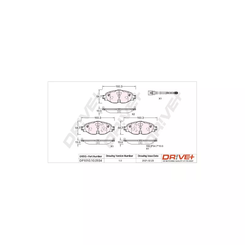 Jeu de 4 plaquettes de frein avant Dr!ve+ DP1010.10.0934
