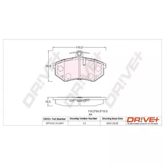 Jeu de 4 plaquettes de frein avant Dr!ve+ DP1010.10.0941
