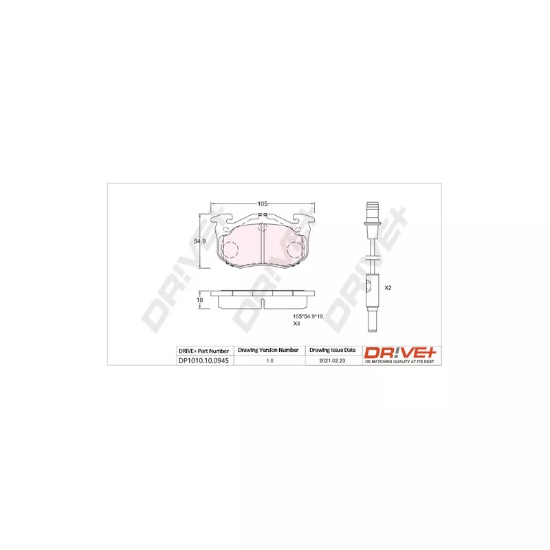 Jeu de 4 plaquettes de frein arrière Dr!ve+ DP1010.10.0945