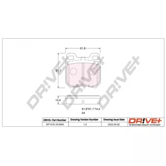 Jeu de 4 plaquettes de frein arrière Dr!ve+ DP1010.10.0954